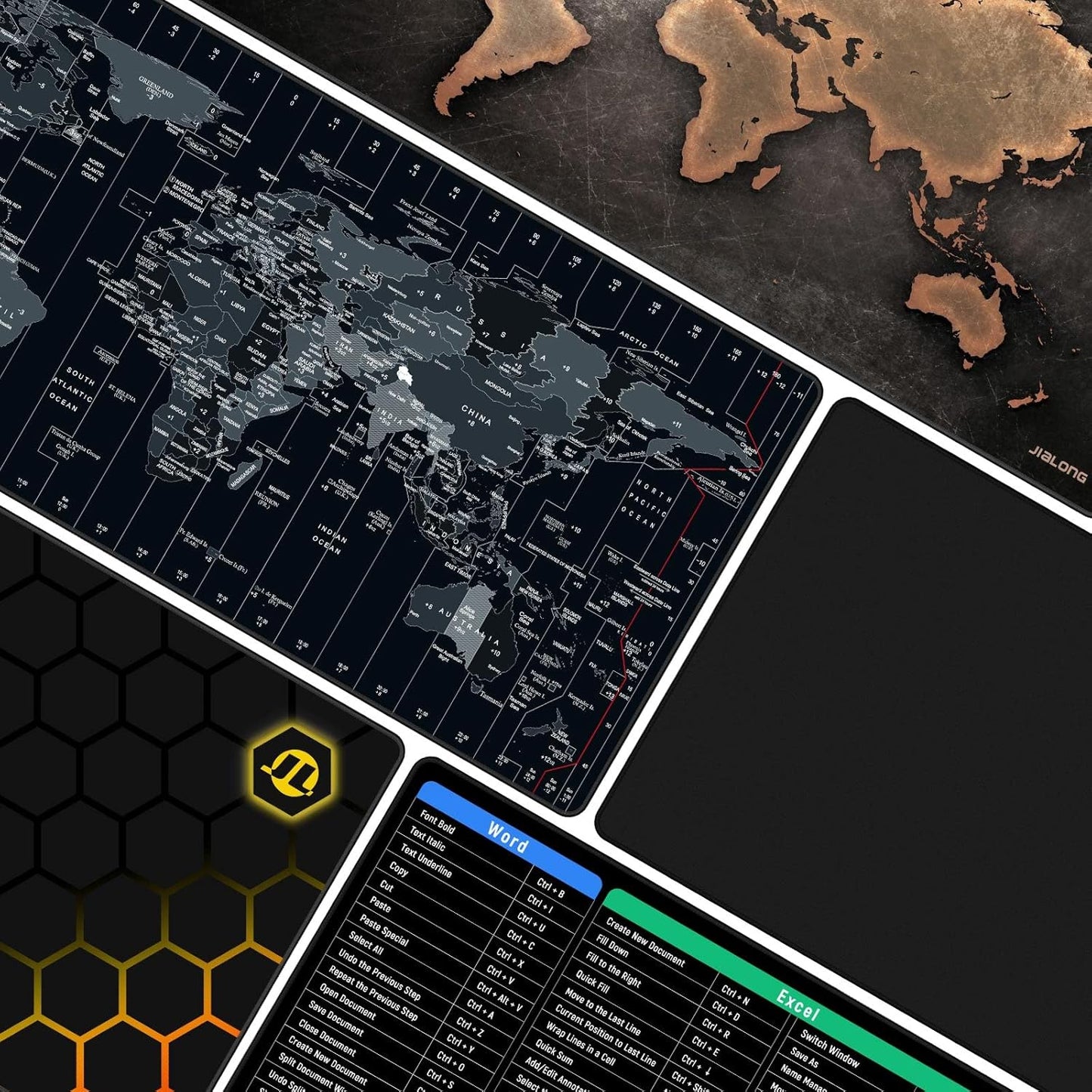 JIALONG Big World Map Large Mouse Pad Gaming Desk Mat XXL Mousepad with Non-Slip Keyboard Pad for Laptop, Computer and PC - 35.4 x 15.7 inches