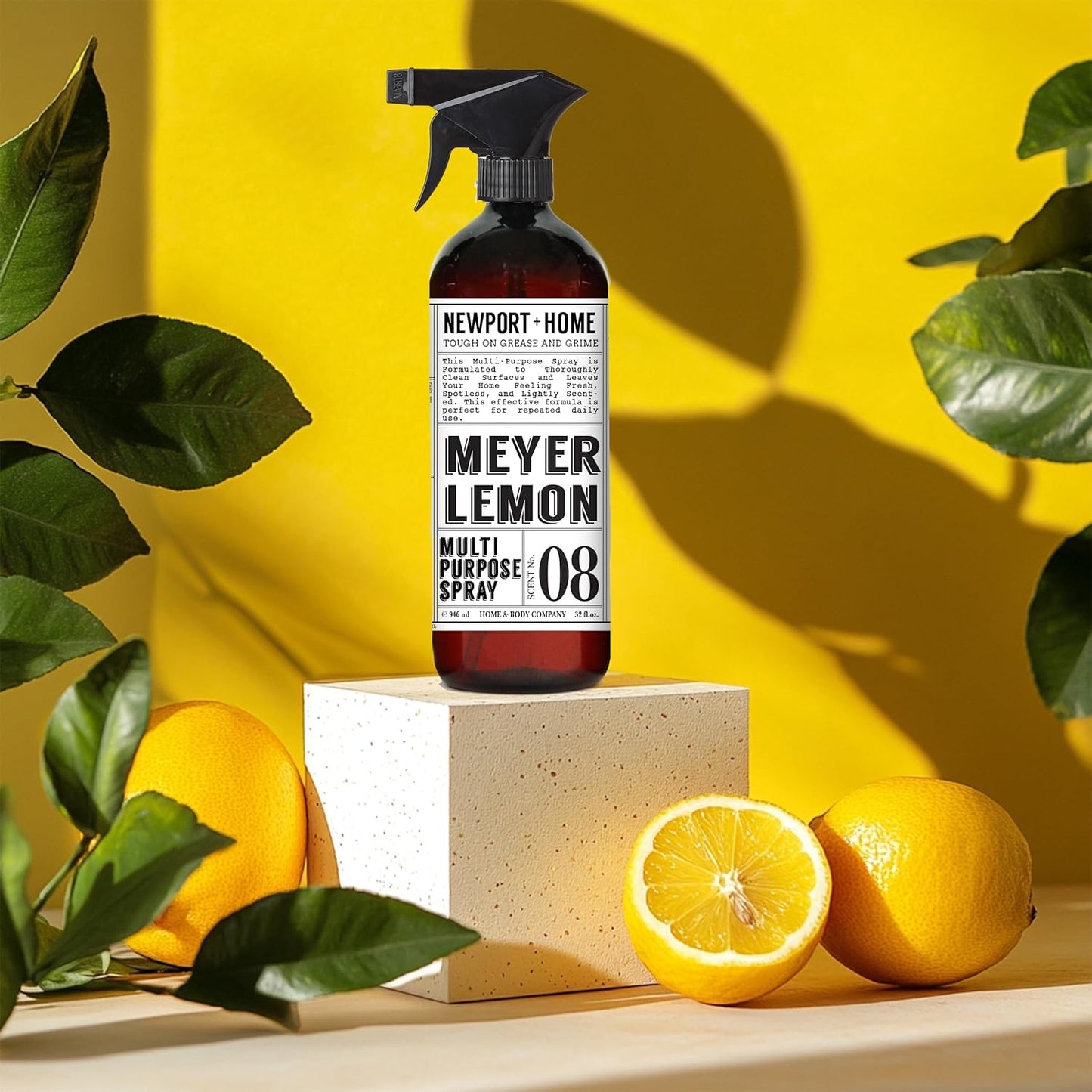 Newport + Home Multi-Purpose Spray, Meyer Lemon & Fresh Eucalyptus Scents, Tough on Grease and Grime, 32 fl oz, Set of 4