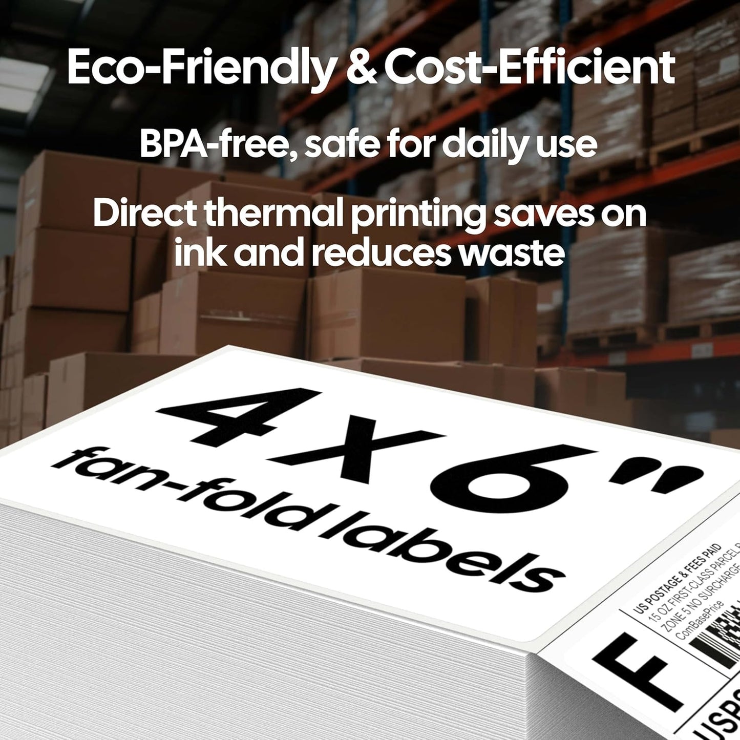 4x6 Thermal Labels, 380 Fanfold Labels, Perforated & Strong Adhesive, Compatible with Direct Thermal Printers for USPS UPS FedEx DHL Address Shipping Label