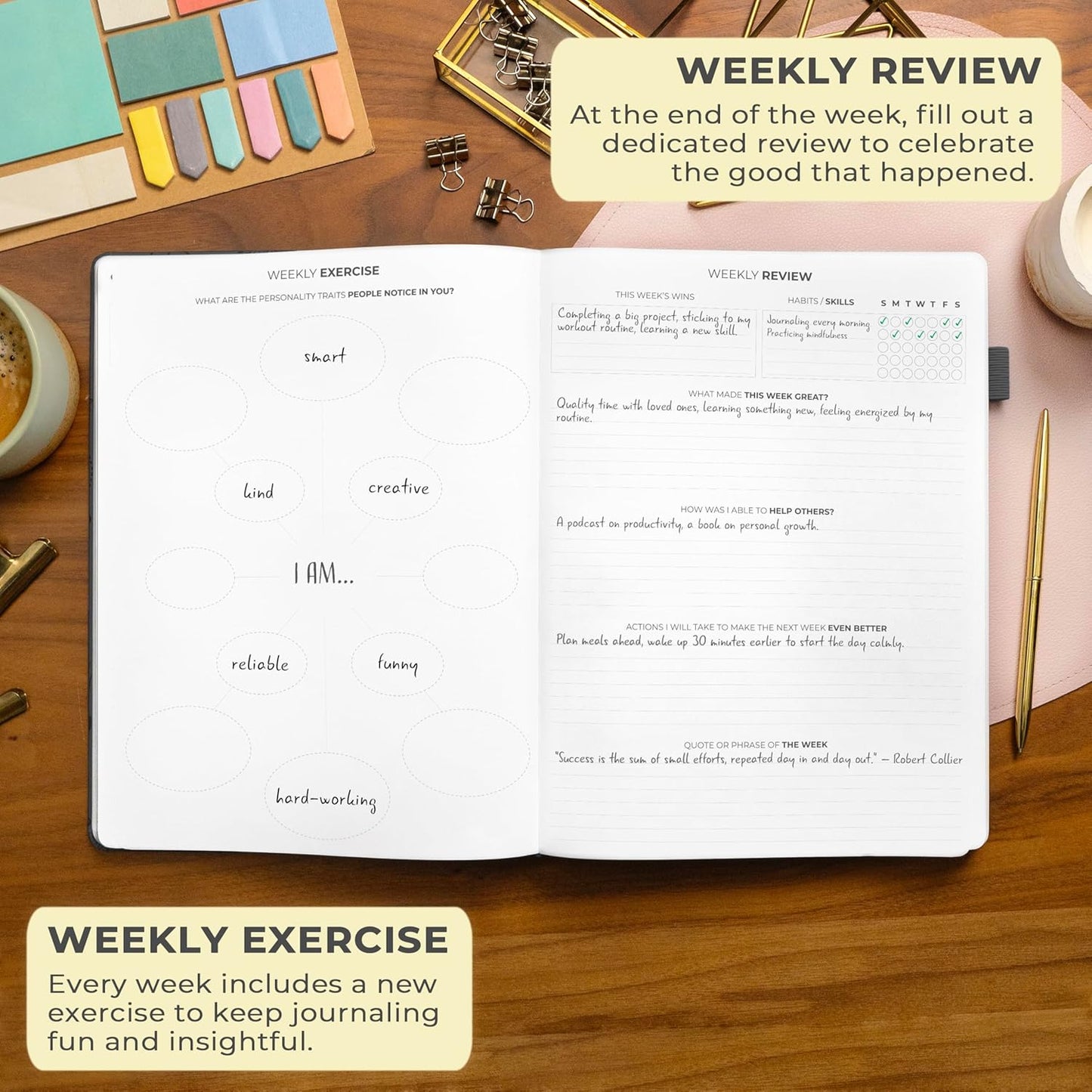 Clever Fox Gratitude Journal Large – Happiness, Positivity & Affirmation Journal – Inspirational Daily Notebook, 3 Months, 8.3x11” (Black)