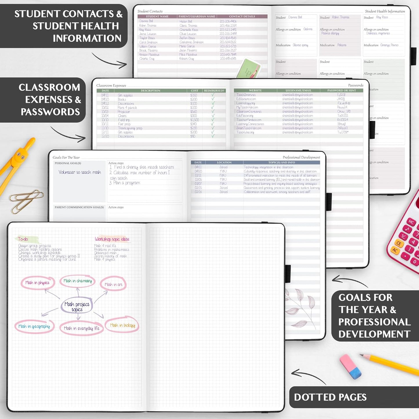 Legend Teacher Planner – Undated Lesson Plan Book for Teachers with Weekly & Monthly Calendars - Classroom Organization & School Year Planner – 8.5”x11.5” Hardcover (Black Debossed)