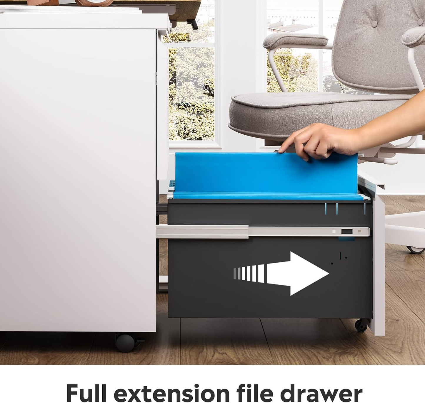 DEVAISE 2 Drawer Mobile File Cabinet with Lock, Commercial Vertical Cabinet, White