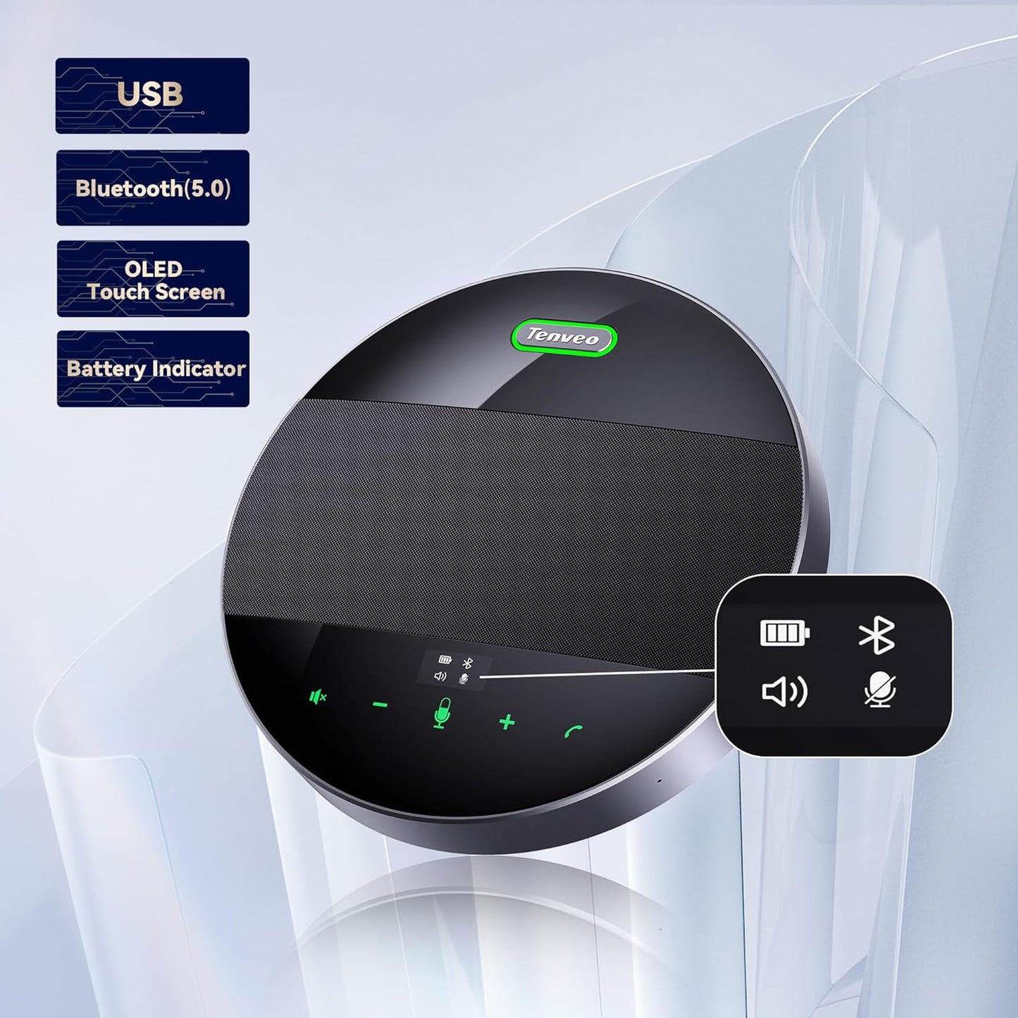 Tenveo All-in-One Conference System 3X Optical Zoom PTZ Camera and MagiCall Bluetooth Speakerphone Upgraded System Audio and Video Output USB3.0/HDMI/RS485/RS232 Works with Zoom OBS for Large Meeting