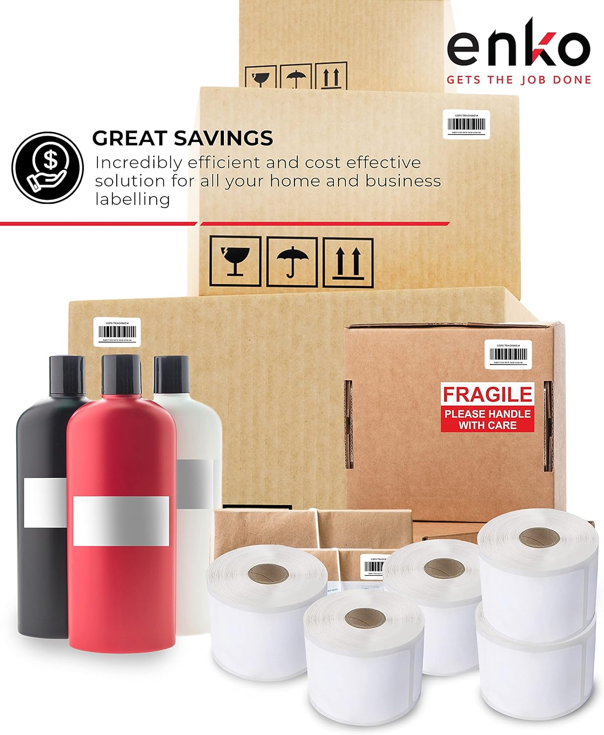 enKo (12 Rolls / 12000 Labels) 30334 Dymo Compatible Multipurpose Barcode (1-1/4" x 2-1/4")