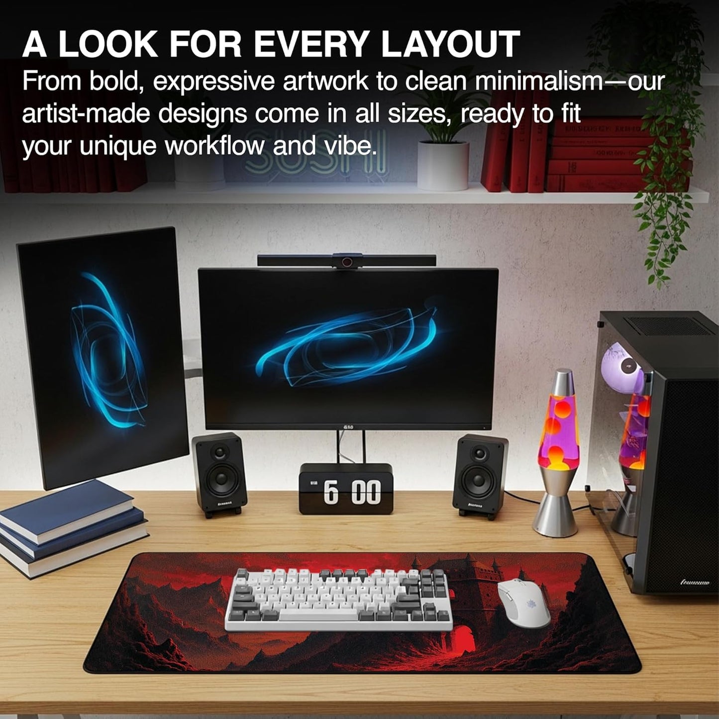 MPCO. Dark Fantasy Large Gaming Desk Pad - 36" x 17" Duraglyde Fabric The Scarlet Passage Desk Mats - Non-slip, Washable, Smooth Glide for Precision Gaming & Work