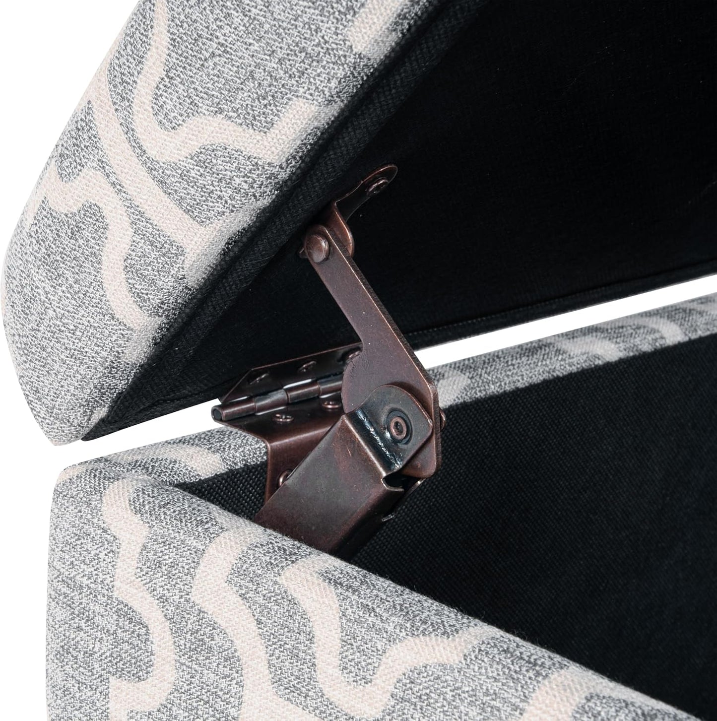 Home Decor | Upholstered MediumRectangular Storage Ottoman | Hinged Lid Ottoman with Storage for Living Room & Bedroom,Gray Geometric