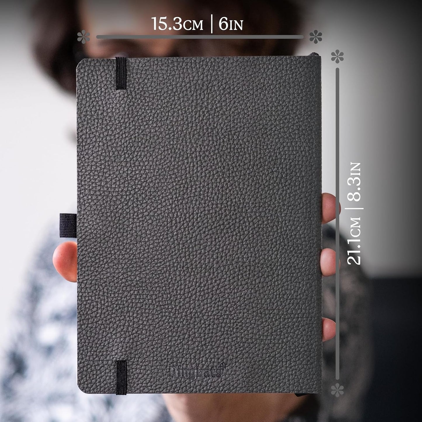 Dingbats* Wildlife Dotted Writing Journal Notebook A5 - Vegan Leather Hardcover - Ideal for Work, Travel - Pocket, Elastic Closure, & Bookmark