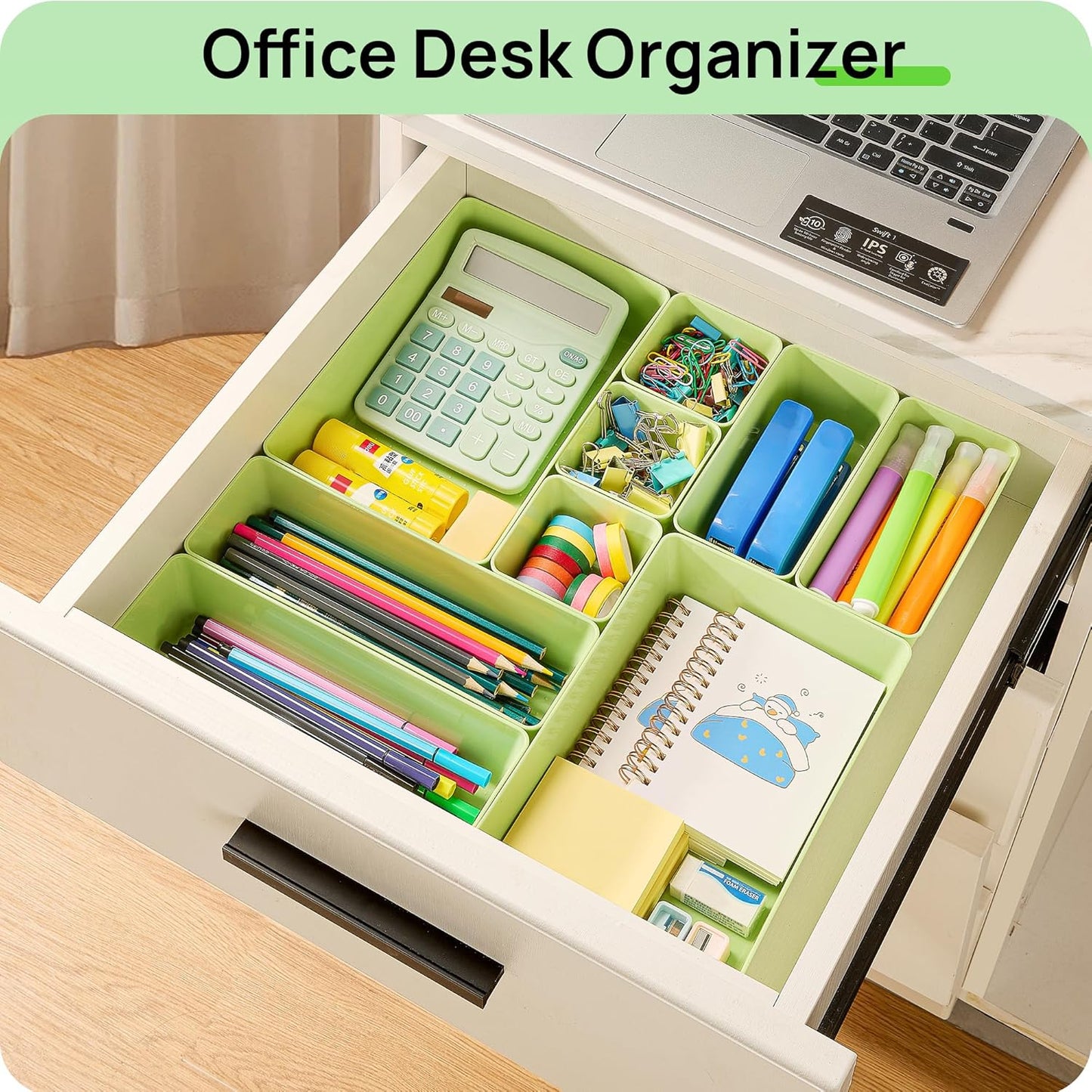 Vtopmart 25 PCS Plastic Drawer Organizers Set, 4-Size Versatile Bathroom and Vanity Drawer Organizer Trays, Storage Bins for Makeup, Bedroom, Kitchen Gadgets Utensils and Office