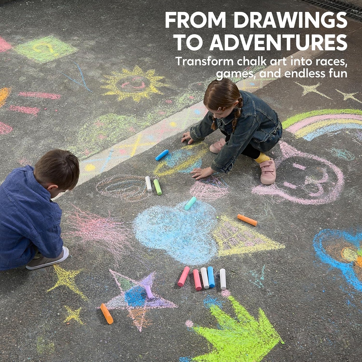 16 PCS Sidewalk Chalks Set Non-Toxic Washable Jumbo Chalk Bulk for Toddlers 1-3, Painting on Chalkboard, Driveway and Playground, Outdoor Activities, Gift for Kids, School Supplies