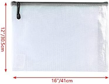 Oaimyy-16 PCS-12 x 16 Inches-Mesh Zipper Pouch, Plastic Zip File Folders Puzzle Bags for Organizing,for Office Supplies,Travel,Home Storage-Multicolor, 12"x 16"