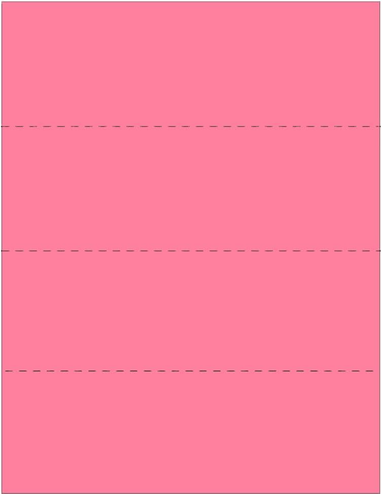 Limited Papers (TM) 8.5x11 Perforated Paper, 20/50 Pound, 75 GSM, Variety of Perforation Sizes and Colors, for Forms, Tickets, Postcards, Business Cards. (Cherry, 4 up - horizontal every 2.75")