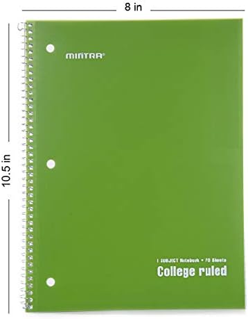 Mintra Office Spiral Notebooks (Solid - College Ruled, 24pk (4-6pks))