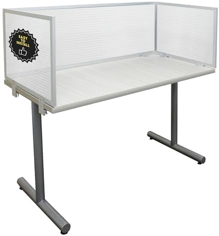 OBEX Polycarbonate Office Desk Mounted Privacy Screen Adjustable Table Top Panel Divider, Universal Aluminum Bracket-USA Made, 24" x 24", Translucent