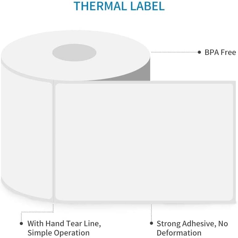 L LIKED 4 Rolls 4" x 6" Direct Blank Thermal Shipping Labels with 450 per Roll - Compatible with Zebra 2844 ZP-450 ZP-500 ZP-505 (4 Rolls - 1800 Labels)