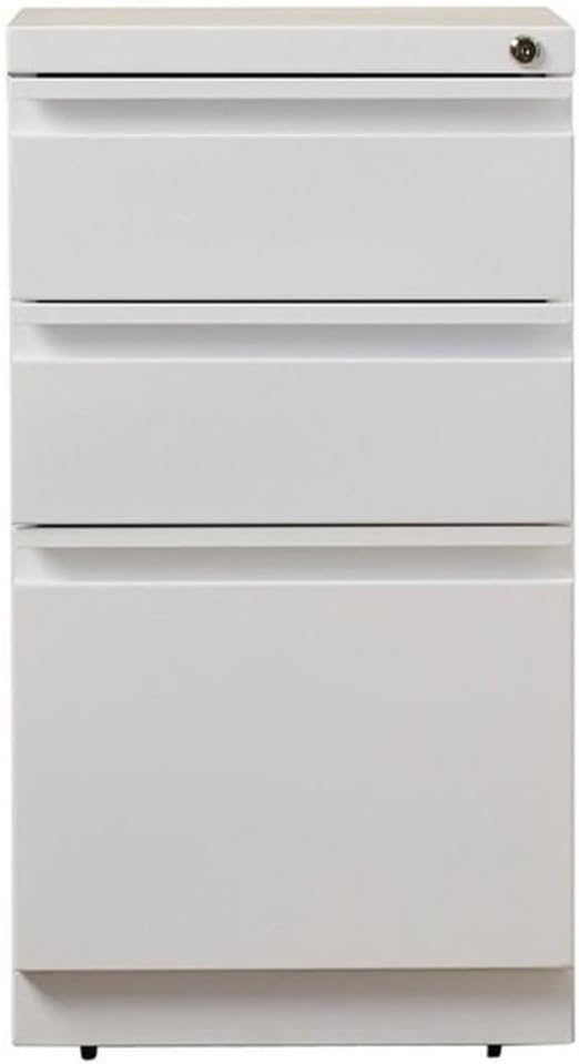 Pemberly Row 3 Drawers 27.75" Vertical White Metal Filing Cabinet Lockable Pre-Assembled Stationary Letter Size for Home, Office