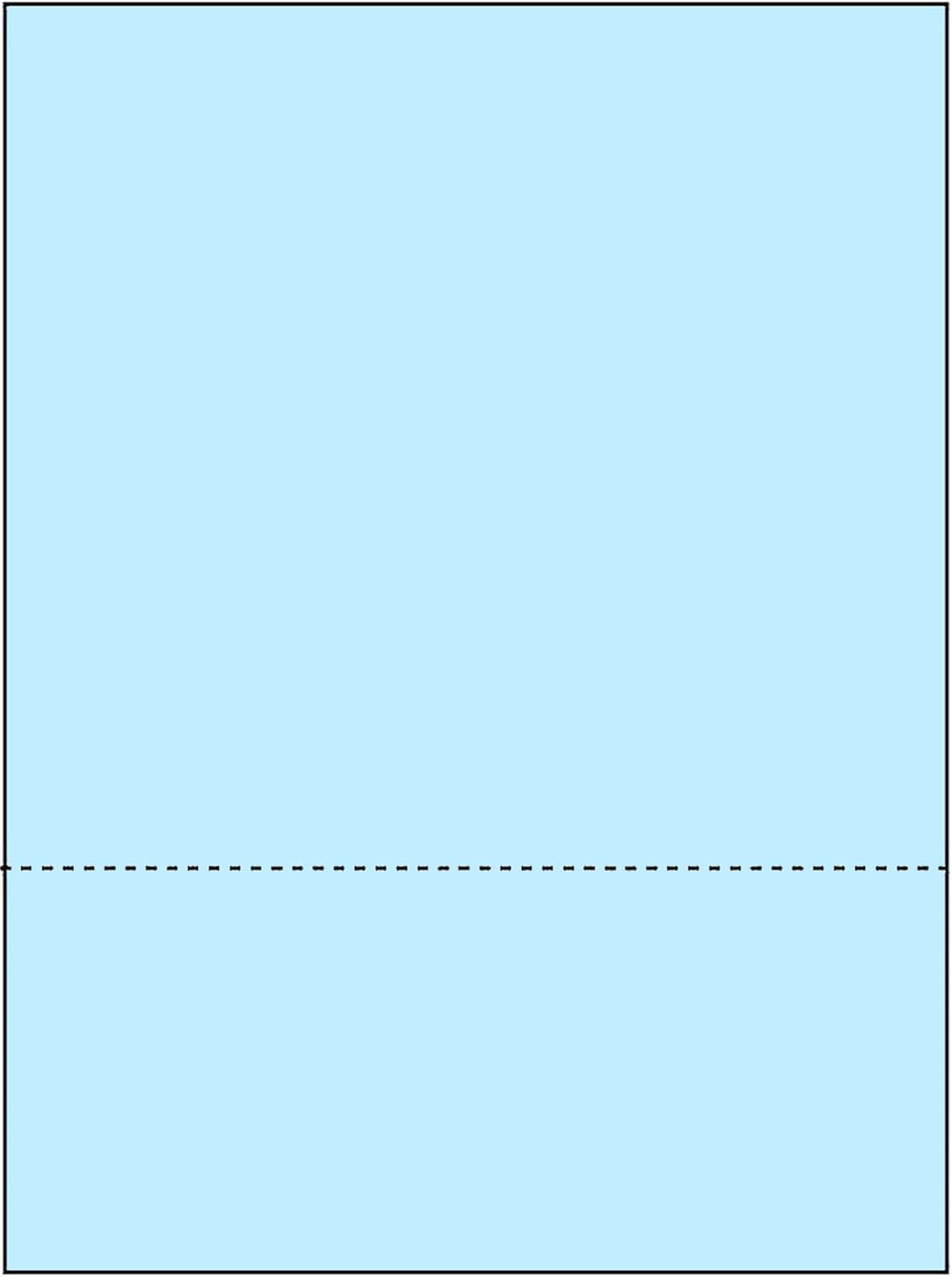 Limited Papers (TM) 8.5x11 Perforated Paper, 20/50 Pound, 75 GSM, Variety of Perforation Sizes and Colors, for Forms, Tickets, Postcards, Business Cards. (Blue, 2 up – 3.5” from bottom)