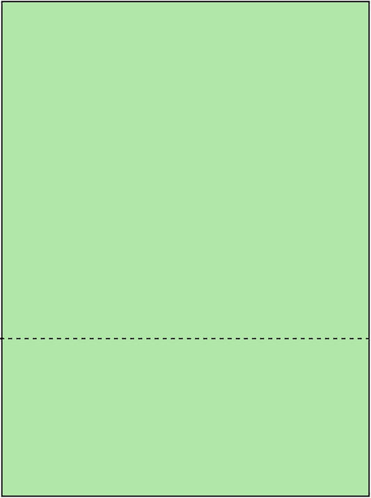 Limited Papers (TM) 8.5x11 Perforated Paper, 20/50 Pound, 75 GSM, Variety of Perforation Sizes and Colors, for Forms, Tickets, Postcards, Business Cards. (Green, 2 up – 3.5” from bottom)
