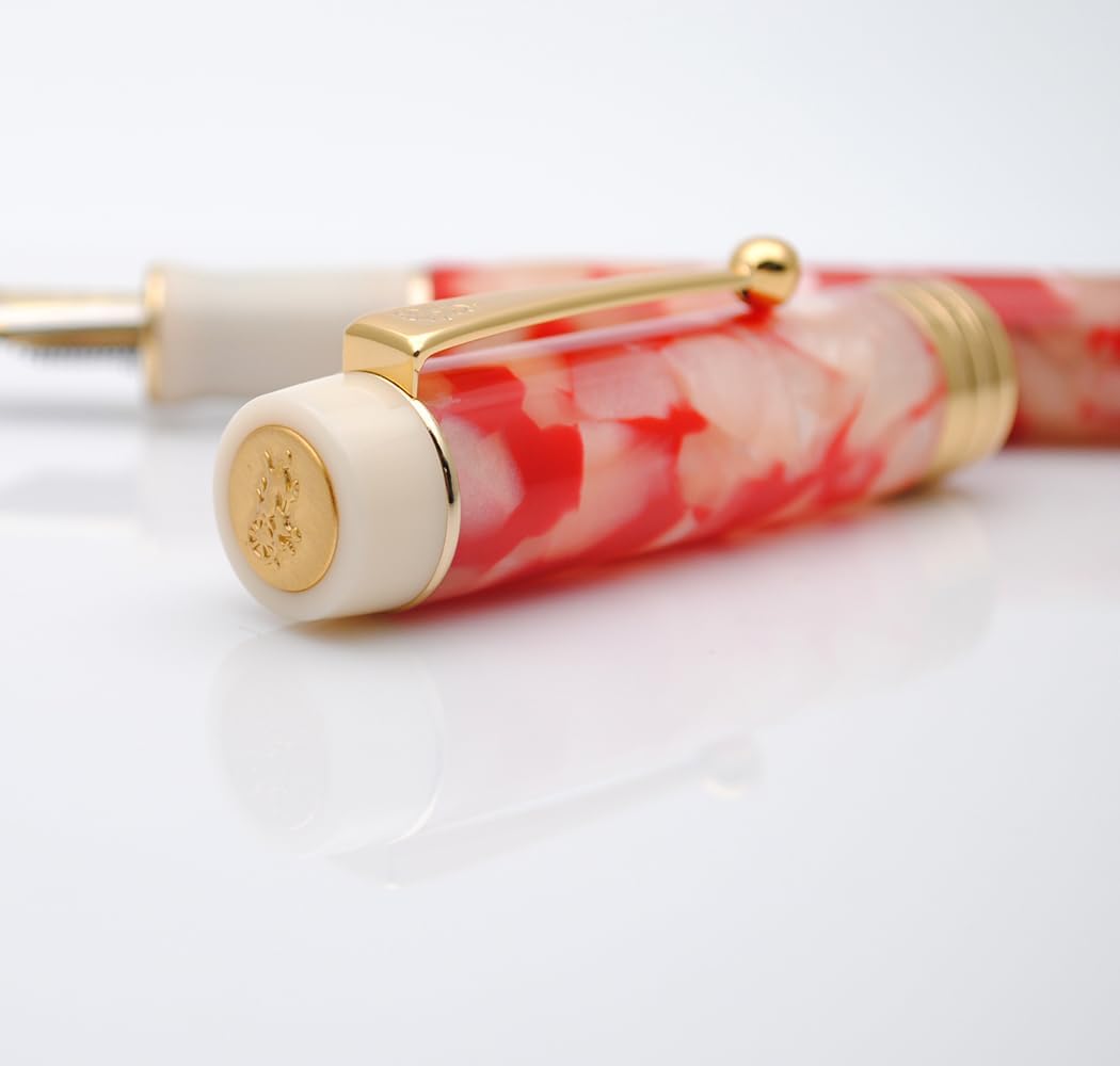 JINHAO 100 Fountain Pen with Ink Converter (Medium Nib 0.7mm, Red White Koi-A)