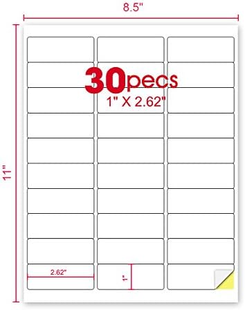 [500Sheet, 15000 Labels] Address Labels 1" x 2-5/8" Sticker Paper for Laser/Ink Jet Printer Mailing Label 8.5"×11" White 30 per Sheet