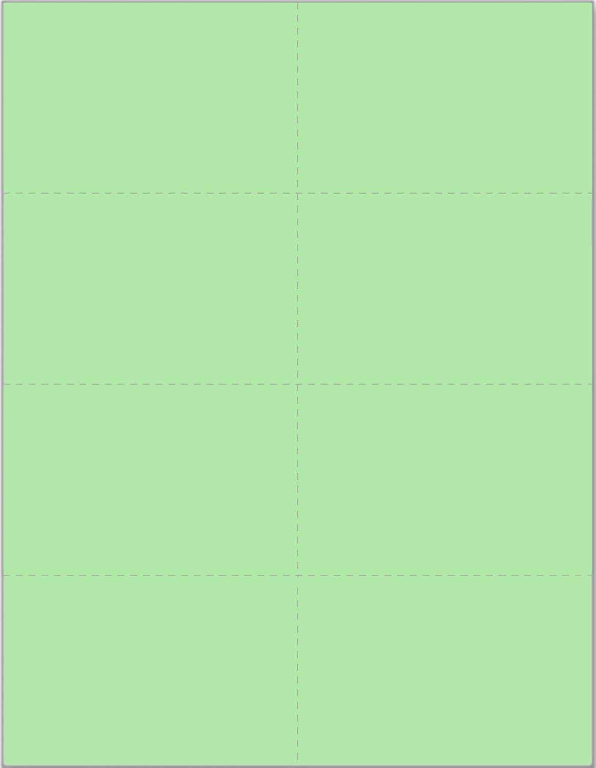 Limited Papers (TM) 8.5x11 Perforated Paper, 20/50 Pound, 75 GSM, Variety of Perforation Sizes and Colors, for Forms, Tickets, Postcards, Business Cards. (Green, 8 up)