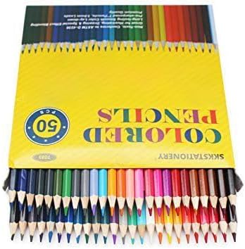 SKKSTATIONERY 50Pcs Colored Pencils,50 Vibrant Colors, Drawing Pencils for Sketch, Arts, Coloring Books, Back to school Christmas Halloween Gifts