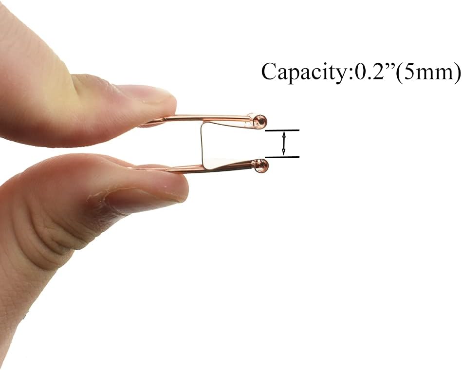 HAHIYO Binder Clips Paper Clamps Spring Steel Sturdy Small 0.75 inch Width 0.2 Inch Capacity No Sharp Edges Heavy Duty Tight Grip Reusable Rose Gold Metal Bright Finish for Home Office School 30 Pack