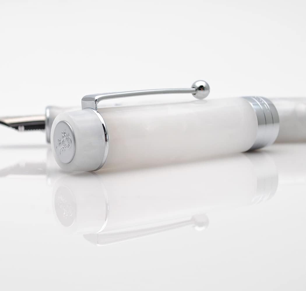 JINHAO 100 Fountain Pen with Ink Converter (Medium Nib 0.7mm, Snow White with Silver Clip)