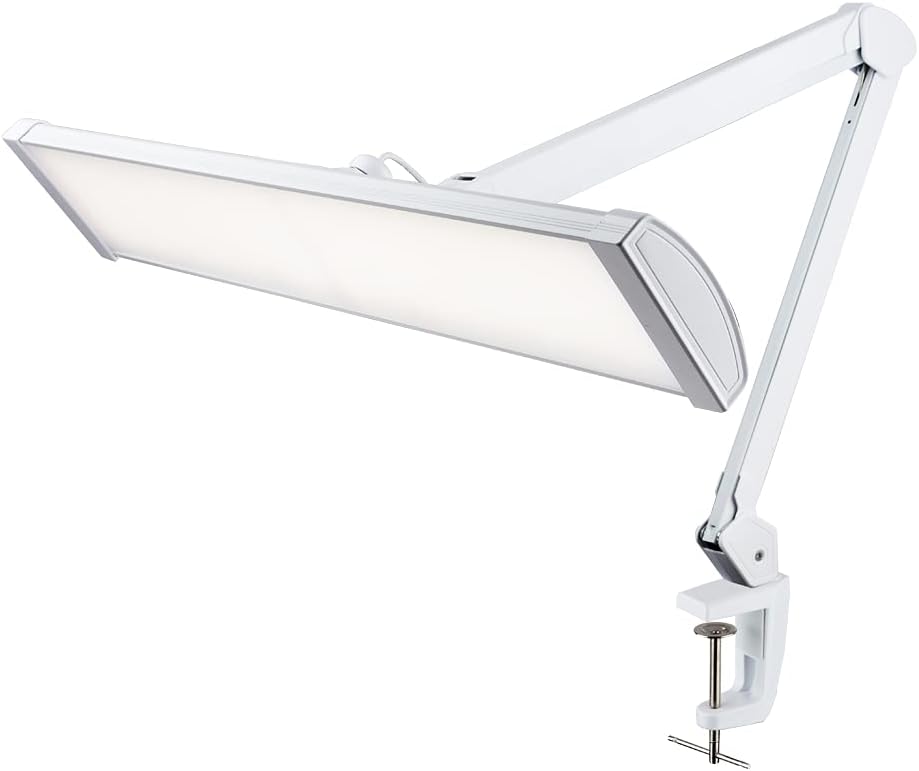 Neatfi Ultra 3,500 Lumen LED Desk Lamp, 45W, 26-Inch Wide Metal Shade, 270 SMD LEDs (Non-CCT with Clamp, White)