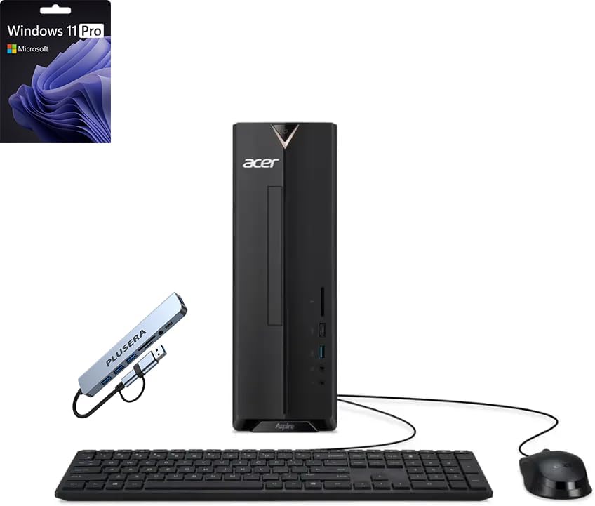 acer Aspire Desktop | 64GB RAM | 2.5TB Storage (2TB SSD+512GB Docking Station Set | Windows 11 Pro with Microsoft Office Trial | Dual-Core Intel Celeron | Keyboard & Mouse | Wi-Fi | Black