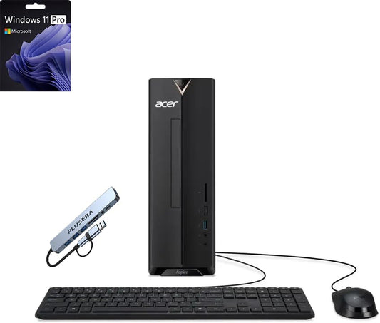 acer Aspire Desktop | 32GB RAM | 1.5TB Storage (1TB SSD+512GB Docking Station Set | Windows 11 Pro with Microsoft Office Trial | Dual-Core Intel Celeron | Keyboard & Mouse | Wi-Fi | Black
