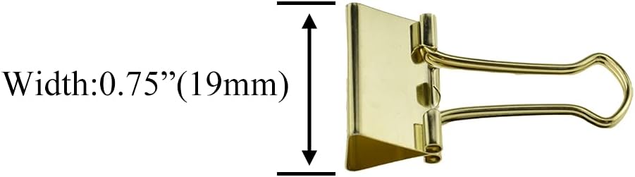 HAHIYO Binder Clips Paper Clamps Spring Steel Sturdy Small 0.75 inches Width 0.2 Inch Capacity No Sharp Edges Heavy Duty Tight Grip Reusable Gold Metal Bright Finish for Home Office School 30 Pack