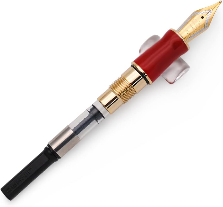 JINHAO 100 Fountain Pen with Ink Converter (Medium Nib 0.7mm, White & Red)