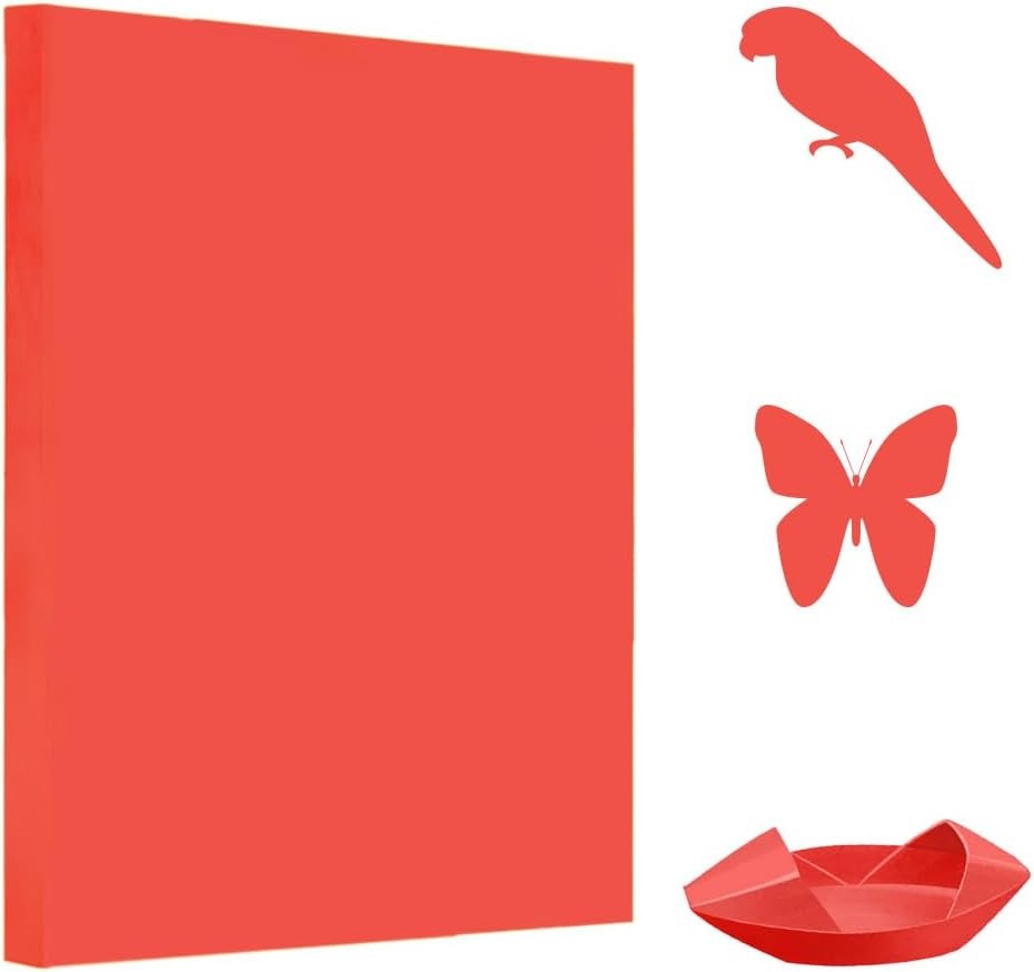 A4 Origami Paper Red 100 Sheets, 8.27×11.7 inch Double Sided Color Easy Fold Big Origami Paper A4 Colored Copy Papers Thin 70gsm for Beginners, DIY handwork Art and Craft Projects (210 x 297 mm)