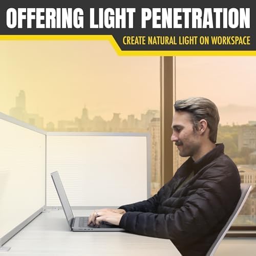 OBEX Polycarbonate Office Desk Mounted Privacy Screen Adjustable Table Top Panel Divider, Universal Aluminum Bracket-USA Made, 18" x 24", White