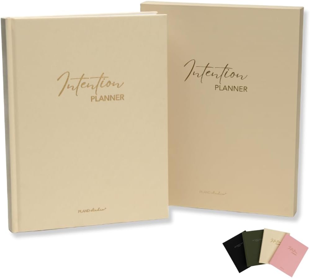 Pland Studio 90-Day Planner Journal – Undated Daily Goal Organizer in Alabaster Linen | Gratitude Journal, Habit Tracker, Vision Board, and Reflection Pages for Mindful Planning