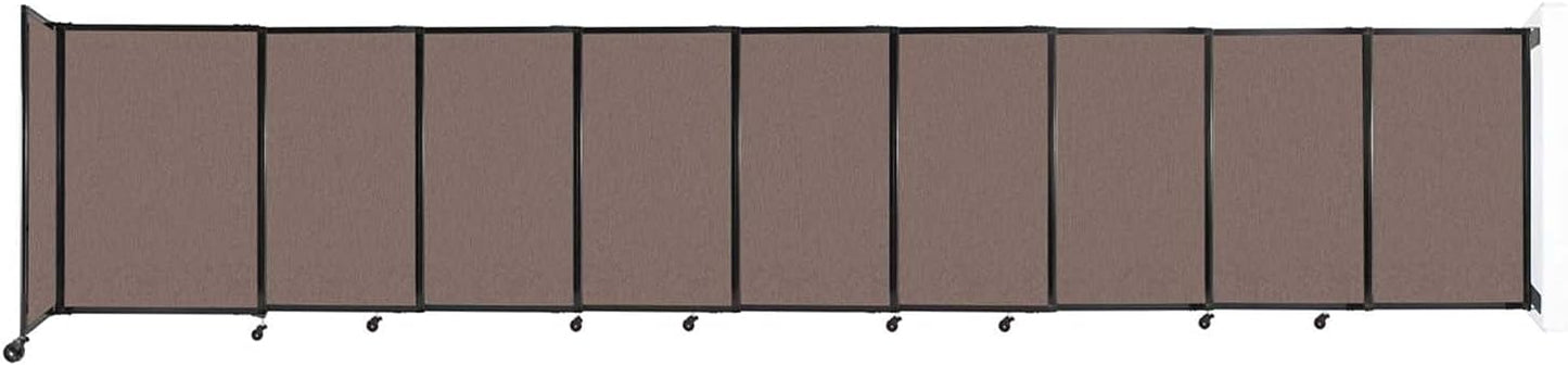 Wall-Mounted Sliding StraightWall Room Divider | Adjustable Widths | Locking Wheels | Room Separator | Up to 19'9" Wide x 4' Tall Latte Fabric Panels