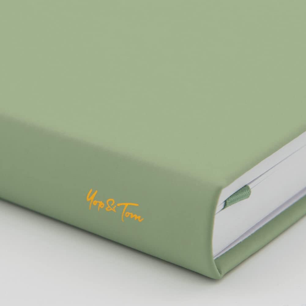 Yop & Tom Bullet Dotted Journal (A5) - Dandelion - Dot Grid Notebook With Extra Thick Paper (160 GSM) - Sage Green