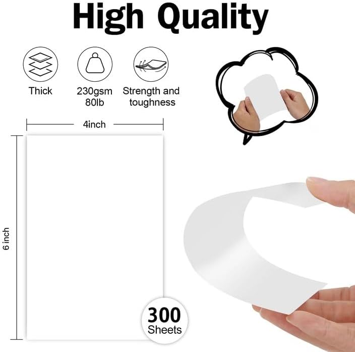 300 Pack White Blank Index Cards 4x6 Thick Paper, Goefun 80lb Heavyweight CardStock Unlined Notecards for Postcards, Photo Paper, Recipe Cards