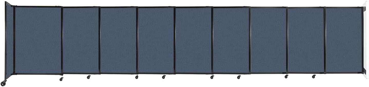 Wall-Mounted Sliding StraightWall Room Divider | Adjustable Widths | Locking Wheels | Room Separator | Up to 19'9" Wide x 4' Tall Ocean Fabric Panels