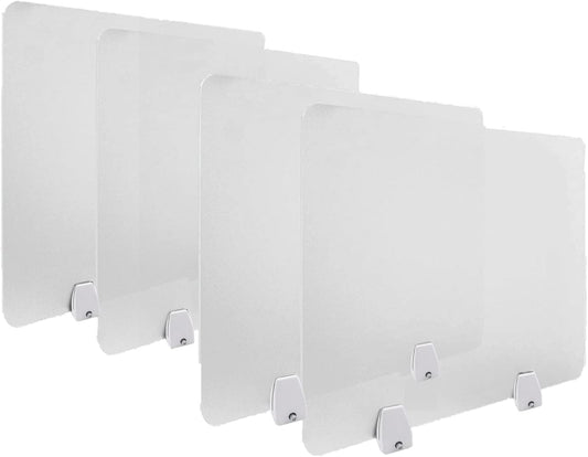 4PCS Desk Dividers Office Partitions, Privacy Desk Panel Protective, Frosted Acrylic Plexiglass Shield with Clamps for Offices Schools Call Centers - 23.6”L X15.8”W