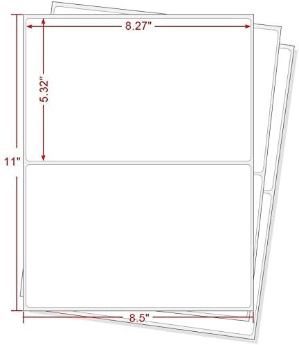 BESTEASY 1000 Round Corner Half Sheet Self Adhesive Shipping Labels for Laser and Ink Jet Printers, White Blank (500 Sheets, 1000 Labels)