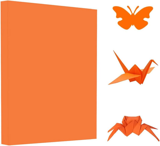 A4 Origami Paper Orange 100 Sheets, 8.27×11.7 inch Double Sided Color Easy Fold Big Origami Paper A4 Colored Copy Papers Thin 70gsm for Beginners, DIY handwork Art and Craft Projects (210 x 297 mm)