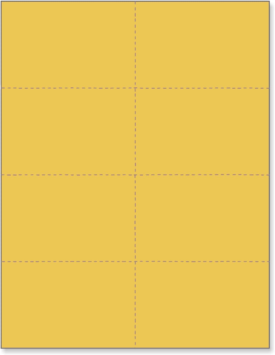 Limited Papers (TM) 8.5x11 Perforated Paper, 20/50 Pound, 75 GSM, Variety of Perforation Sizes and Colors, for Forms, Tickets, Postcards, Business Cards. (Gold, 8 up)