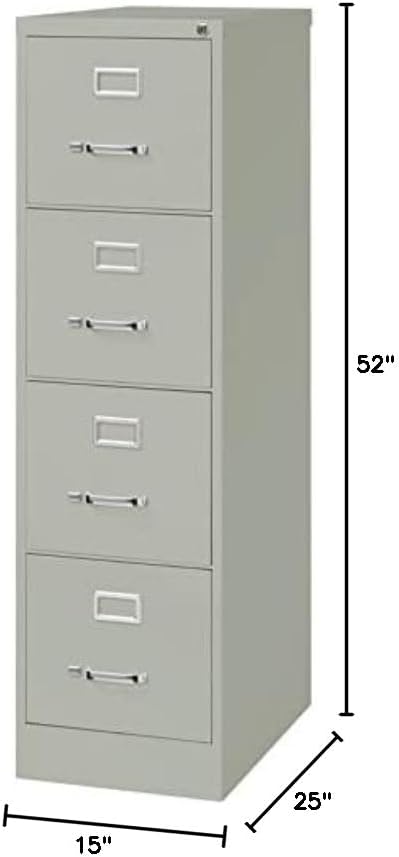Pemberly Row 4 Drawers 52" Vertical Gray Metal Filing Cabinet Lockable Pre-Assembled Stationary Letter Size for Home, Office