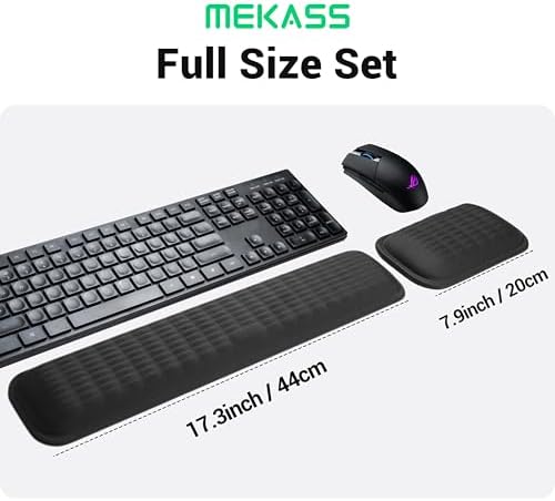 MEKASS Ergonomic Wrist Rest for Keyboard and Mouse, Soft Memory Foam Keyboard Wrist Rest Set with Non-Slip Silicone Base, Easy Typing, Pain Relief, Comfort for Office, Work, Gaming (Saffron)