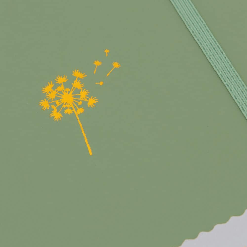 Yop & Tom Bullet Dotted Journal (A5) - Dandelion - Dot Grid Notebook With Extra Thick Paper (160 GSM) - Sage Green