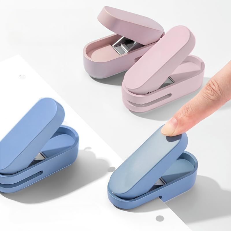Magnoloran 2 Pack Single Hole Punch, 1/4 inch Mini Small Hole Puncher Heavy Duty Paper Hole Puncher Small Hole Punch One Hole Puncher for Crafts Paper Cards Tags Scrapbook-Blue&Pink