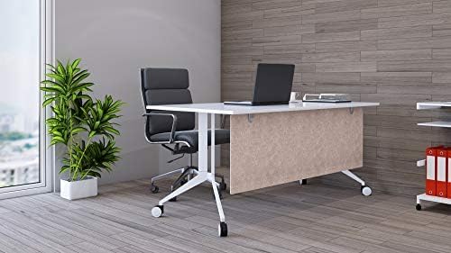 OBEX Modesty Desk PET Privacy Screen Acoustic Sound Absorbing Panel Ideal for Reception, Student Table or Office Cubicles Workstations, 12" x 66", Sand