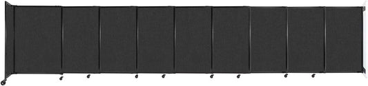 Wall-Mounted Sliding StraightWall Room Divider | Adjustable Widths | Locking Wheels | Room Separator | Up to 19'9" Wide x 4' Tall Black Fabric Panels