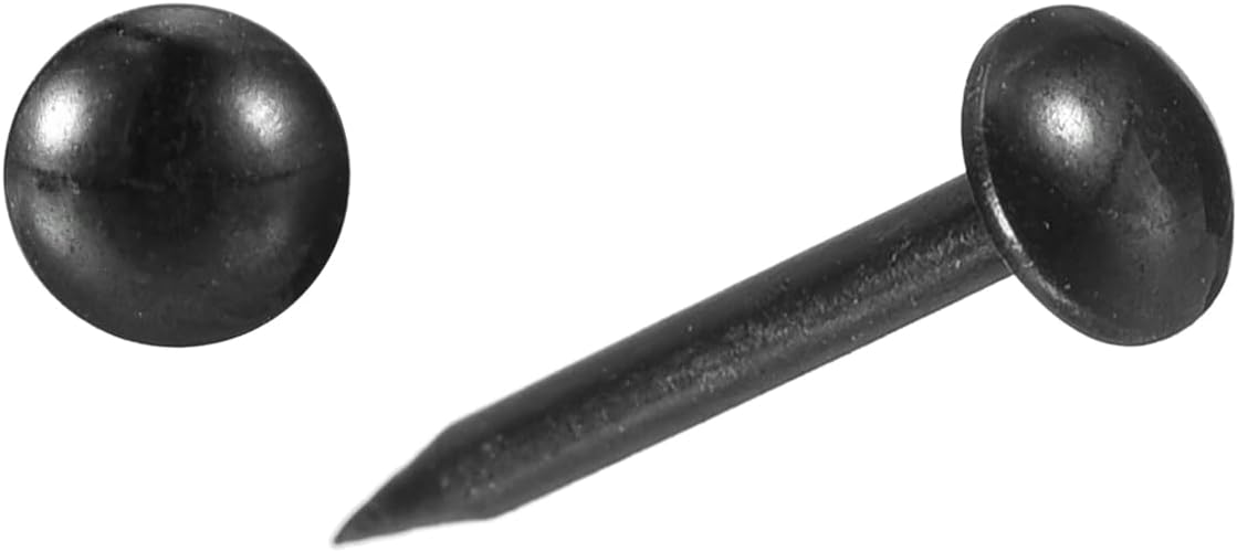 uxcell Upholstery Tacks Nail Pins Furniture, 100Pcs 5x17mm Thumb Tack Pins Assortment Kit Carbon Steel for Home Sofa DIY Decorative Nail Heads Nails, Black